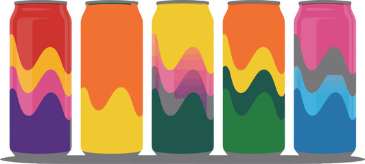 Colorful energy drink cans product photography mockup beverage branding marketing promotion design