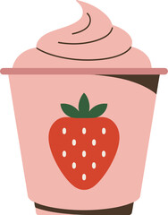 Strawberry smoothie vector illustration for summer drinks and healthy food concept design art style