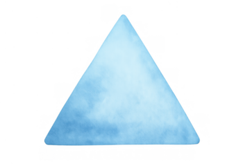 Blue watercolor triangle shape graphic with subtle texture and soft edges, a modern abstract design element