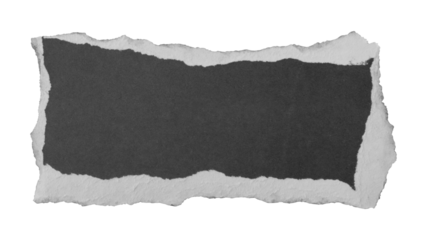 Black torn paper edge sheet isolated on transparent background