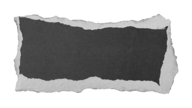 Black torn paper edge sheet isolated on transparent background