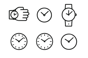 Minimalist clock icons collection: watch and timepiece designs