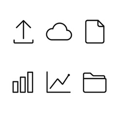 Fototapeta premium Minimalist line icons for uploading, cloud, documents, graphs, and folders