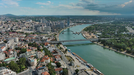 Naklejka premium Belgrade city and bridges over Sava river