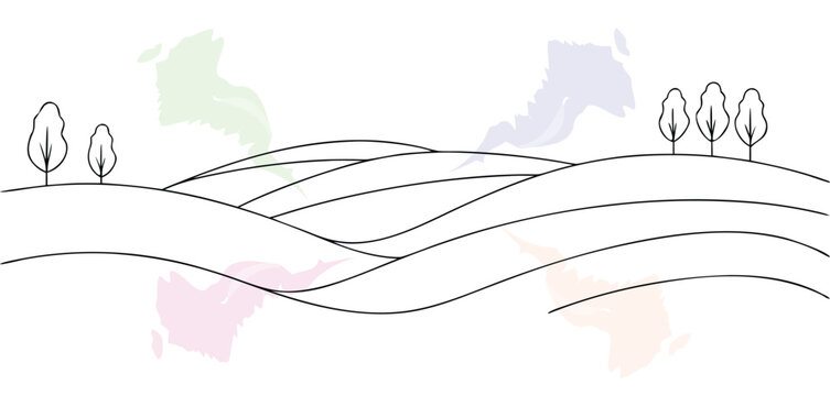 Simple Rolling Hills Landscape Art