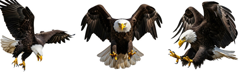 Powerful Set Three Bald Eagles