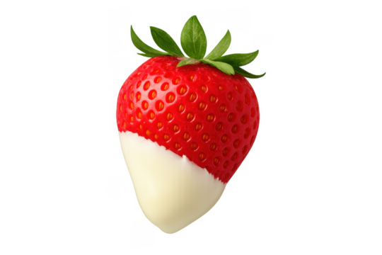 Strawberry dipped in white chocolate, sweet dessert treat