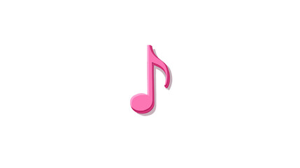 Vibrant pink musical note icon symbolizing melody, harmony, and sound, isolated on a clean white background for design projects.