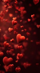 Romantic red hearts drift in a warm dreamy background creating a loving Valentine mood
