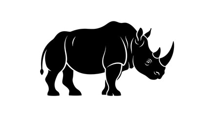 Obraz premium Silhouette of a rhinoceros on white background