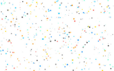 A vibrant and festive confetti background featuring a scattering of colorful stars isolated on transparent background, perfect for celebrations and events
