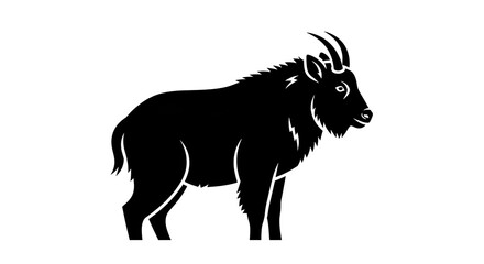 Fototapeta premium Silhouette of a mountain goat against white background