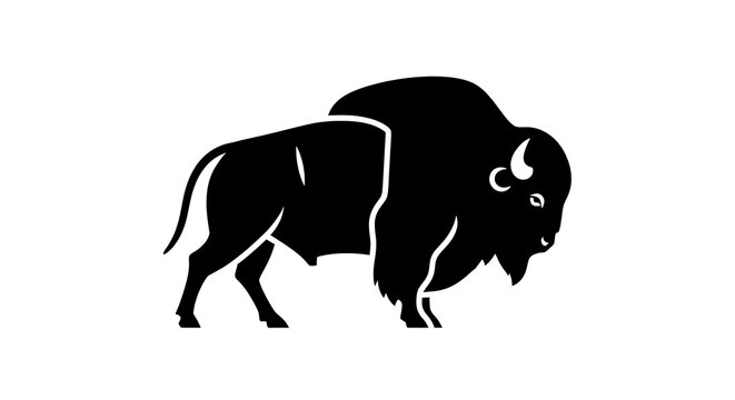 Silhouette of bison graphic on white background