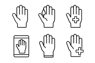 Obraz premium Icons depicting various hand functions and medical applications