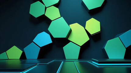 Futuristic Hexagon Neon Tech Pattern