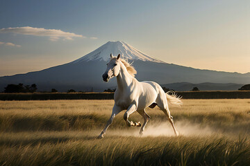 A thoroughbred sprinting at full speed.