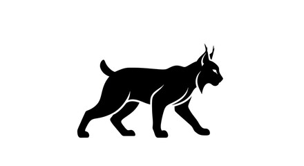 Obraz premium Silhouette of a walking lynx