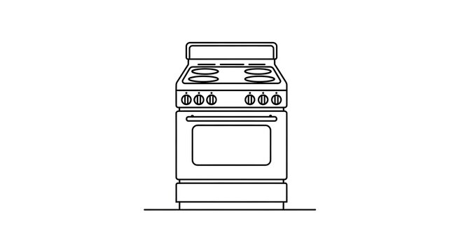 Simplified outline kitchen stove appliance