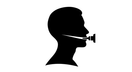 Silhouette of person with muzzled mouth