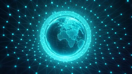 A captivating digital depiction of Earth surrounded by a network of glowing nodes, symbolizing global connectivity and technology. - Powered by Adobe