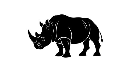 Silhouette of a rhinoceros against a white background