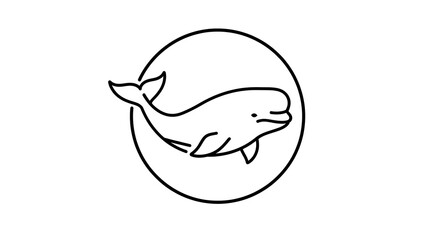 Simple outline illustration of a marine mammal inside a circle