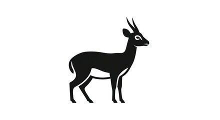 Silhouette of antelope animal isolated on white background