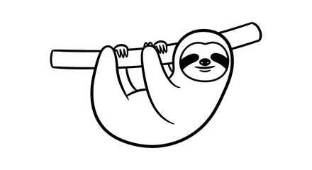 Sloth hanging branch vector illustration