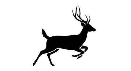 Silhouette of a running deer isolated on white