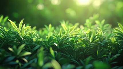 A close-up view of vibrant green leaves glistening in sunlight, depicting life, growth, and the refreshing beauty of nature in a lush environment.
