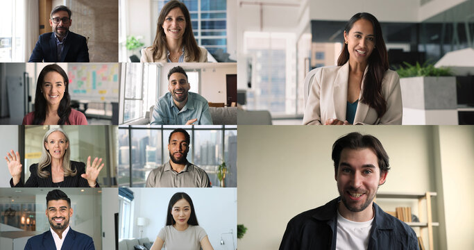 Collage of people participating in virtual video conference event