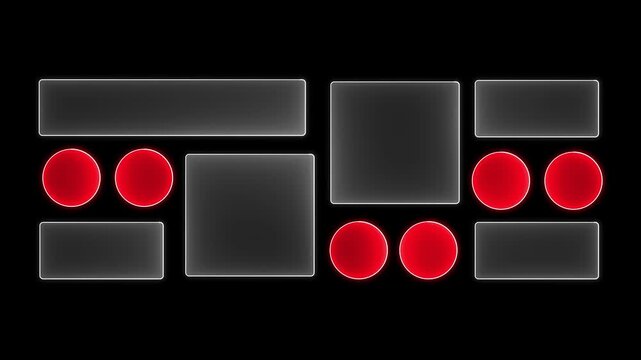 Neon Liquid glass smartphone interface isolated. White and red color light frame square and circle banner with shine stroke. Control center widget for smartphone and web app, vector illustration. 4k