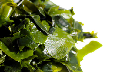Pile of fresh wakame seaweed.