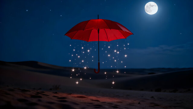 A Floating Umbrella Catching Falling Stars
