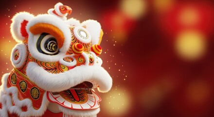 vibrant chinese dragon dance costume for lunar new year celebration with festive decorations