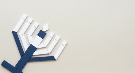 minimalist hanukkah menorah design with wooden blocks on a neutral background
