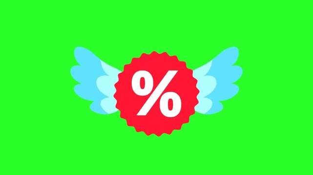 Sale Percentage Icon with Wings &ndash; Fast Promotion Concept
