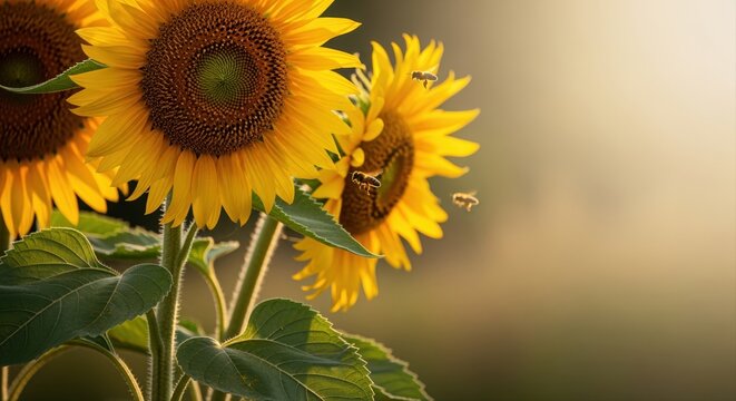 ひまわりと蜂 LIBERTY GRAPHICS リバティーグラフィックス 半袖Tシャツ ひまわり 蜂