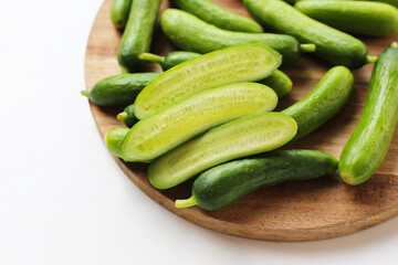 Fresh green organic mini baby bucumbers
