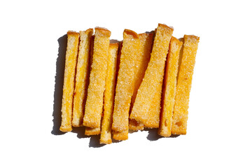 Sweet, sugar-coated crispy toast sticks.