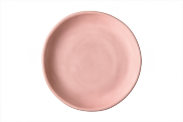 Empty round pink ceramic plate isolated transparent background