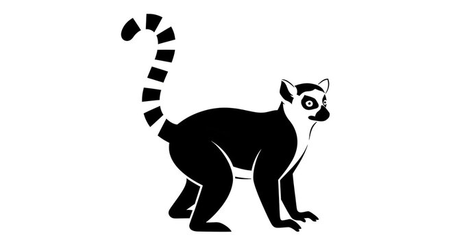 Stylized ring tailed lemur illustration on white