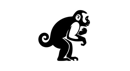Fototapeta premium Stylized silhouette monkey illustration white background