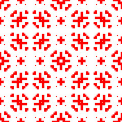 Ethnic ornament. Seamless pattern. Geometrical backdrop. Mosaic background. Geometric wallpaper. Tribal motif. Embroidery digital paper. Textile print. Abstract vector