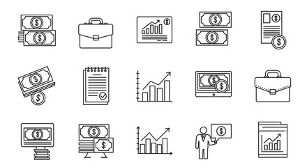 A collection of finance and business related icons