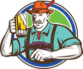 Oktoberfest Bavarian Beer Drinker Circle Retro
