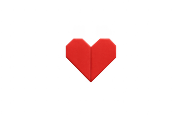 Red origami heart symbolizing love and romance