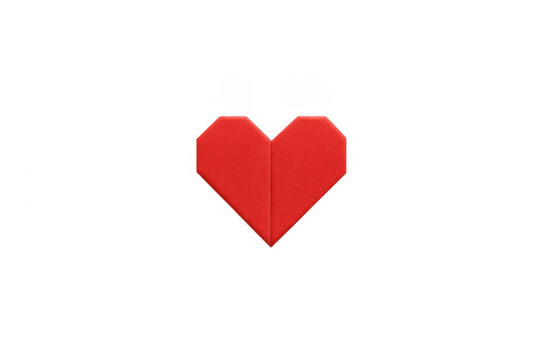 Red origami heart symbolizing love and romance