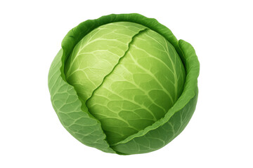 Obraz premium Ripe green cabbage, a healthy and organic vegetable, isolated on a transparent background, perfect for dietary designs
