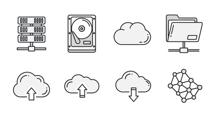 Digital data storage and network icons